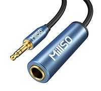 MillSO Adaptateur jack 3,5 mm vers jack 6,35 mm femelle TRS 1/4 vers 1/8 stéréo avec contacts plaqués or 24 carats pour casque, haut-parleur et piano - 30 cm