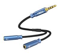 MillSO Adaptateur Jack 3,5 mm Y Jack Splitter Adaptateur TRRS avec Contacts plaqués Or Câble de Casque Audio auxiliaire pour Smartphone, PS 4, Lecteur MP3 et Casque - [Série Sea Blue Boy]