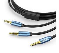 MillSO Adaptateur Jack de Distributeur Audio Y 3,5 mm mâle à 2X 3,5 mm mâle avec Contacts plaqués Or Splitter Audio auxiliaire pour téléphone Portable, PC, Haut-parleurs et écouteurs -2,4 m