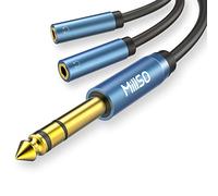 MillSO Câble répartiteur 6,35 mm à 3,5 mm Prise 2X 3,5 mm vers 1x Adaptateur Jack/Jack TRS 6,35 mm avec Contacts plaqués Or et Manchon métallique pour Haut-parleurs et Casque - 30CM