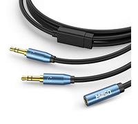 MillSO Câble répartiteur audio Y - Jack 3,5 mm femelle vers 2 fiches jack 3,5 mm - TRS stéréo - Avec contacts plaqués or 24 carats - Pour smartphone, ordinateur, MP3, casque, haut-parleur - 2,4 m