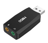 MillSO Carte Son Externe USB MillSO avec Fonction d'enregistrement Interne pour Podcast, Enregistrement, Adaptateur de Casque USB vers 3,5 mm pour PC, Ordinateur Portable, Casque, Microphone - Noir
