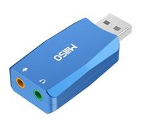 MillSO Carte Son Externe USB MillSO avec Fonction d'enregistrement Interne pour Podcast, Enregistrement, Adaptateur de Casque USB vers 3,5 mm pour PC, Ordinateur Portable, Casque, Microphone - Bleu