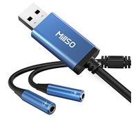 MillSO Carte Son Externe USB vers 2 x 3,5 mm Aux Audio Adaptateur TRRS Stéréo Aux Audio Câble convertisseur pour Casque, Casque, Haut-Parleur, Microphone, PS4, PS5, Ordinateur 28 cm