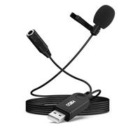 MillSO Micro-Cravate USB avec Prise Jack 3,5 mm pour Le Monitoring. Mini-Microphone USB omnidirectionnel à Pince, Compatible avec Les Ordinateurs Portables, Les PC, Les podcasts, Skype et Le Chant