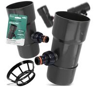 Millto™ Collecteur de Pluie DN Ø 90 mm Graphite | Recuperateur d'eau pour Goutiere Compris Filtre Descente d'Arrosage Système de Récolte d'eau Raccord pour Connecteur Rapide 1 PowerJet