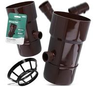 Millto™ Collecteur de Pluie DN Ø110 mm 1'' Marron| Recuperateur d'eau pour Goutiere Compris Filtre Tuyau Jardin de Descente d'Arrosage Système de Récolte d'eau