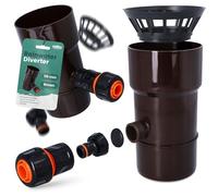Millto™ Collecteur de Pluie DN Ø110 mm Marron | Recuperateur d'eau pour Goutiere Compris Filtre Raccord Tuyau Jardin de Descente d'Arrosage Système de Récolte d'eau