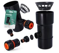Millto™ Collecteur de Pluie DN Ø90 mm Noir | Recuperateur d'eau pour Goutiere Compris Filtre Raccord Tuyau Jardin de Descente d'Arrosage Système de Récolte d'eau