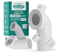 Millto™ Coude de raccordement WC 110mm 90º Avec sortie de 50mm pour lave-linge Connecteur de sol pour toilette Système de drainage en polypropylène Raccordement WC Blanc Connexion pour toilette