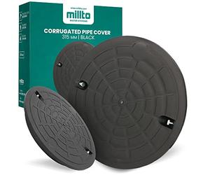 Millto™ Couvercle de regard rond en plastique Ø DN315 Noir PP Couvercle de canalisation Couvercle de puits | Tuyau de montée d'évacuation Couvercle de tuyau Couvercle de citerne 15 | 1,5 t