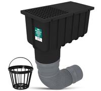 Millto Descente de Gouttière 110/125 mm Drain d'eau Tuyau Collecteur Evacuation Eau De Pluie Cour Vertical Regard Inspection avec Filtre Et Tuyau Flexible 340-400 mm Noir