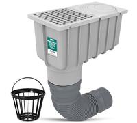 Millto Descente de Gouttière 110/125 mm Drain d'eau Tuyau Collecteur Evacuation Eau De Pluie Cour Vertical Regard Inspection avec Filtre Et Tuyau Flexible 340-400 mm Gris