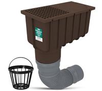 Millto Descente de Gouttière 110/125 mm Drain d'eau Tuyau Collecteur Evacuation Eau De Pluie Cour Vertical Regard Inspection avec Filtre Et Tuyau Flexible 340-400 mm Marron