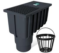 Millto Descente de Gouttière 110/125 mm Drain d'eau Tuyau Collecteur Evacuation Eau De Pluie Cour Vertical Regard Inspection avec Filtre Couvercle Plastique Graphite