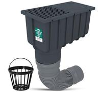 Millto Descente de Gouttière 110/125 mm Drain d'eau Tuyau Collecteur Evacuation Eau De Pluie Cour Vertical Regard Inspection avec Filtre Et Tuyau Flexible 340-400 mm Graphite