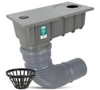 Millto Descente de Gouttière 110 mm Drain d'eau Tuyau Collecteur Evacuation Eau De Pluie Cour Vertical Regard Inspection avec Filtre Et Tuyau Flexible 340-400 mm Gris