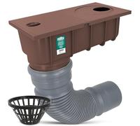 Millto Descente de Gouttière 110 mm Drain d'eau Tuyau Collecteur Evacuation Eau De Pluie Cour Vertical Regard Inspection avec Filtre Et Tuyau Flexible 340-400 mm Marron