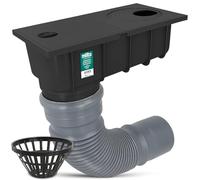 Millto Descente de Gouttière 110 mm Drain d'eau Tuyau Collecteur Evacuation Eau De Pluie Cour Vertical Regard Inspection avec Filtre Et Tuyau Flexible 340-400 mm Noir