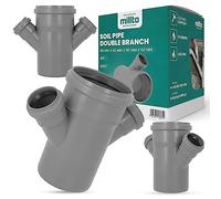 Millto Double Branch Drain Pipe 110 x 50 x 110 x 50 45º Gris Système de Résidus, Manchon, Tuyau d'Égout, Connexion pour Égout en Polypropylène