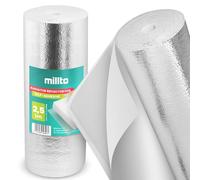 Millto Feuille Réfléchissante Chauffage 3 mm x 0,5 m x 2,5 m Auto-adhésive Panneau Isolant Thermique Aluminium Isolation Murale Tapis Réflecteur Radiateur Économie D’énergie