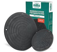 Millto Lot de 3 couvercles de canalisation - 400 mm - Tube lisse - Noir - En polypropylène - Système de drainage - Ronds 15