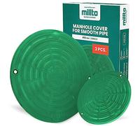 Millto Lot de 3 couvercles d'égout - 400 mm - Tube lisse - En polypropylène - Vert - Système de drainage - Ronds - Classe A15