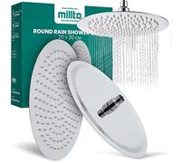 Millto™ Ronde Pomme de Douche à Effet Pluie 20cm Anti Calcaire Tête Salle de Bain Acier Inoxydable Economie d'Eau Haute Pression Chrome Facile à Installer Nettoyer