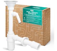 Millto Siphon Bouteille Pour Évier Cuisine 6/4'' 40/50 mm Ensemble Vidange Joint Anti-Odeur Raccord Eau Crépine D’évier Plastique Valve Drain Métal Standard Installation