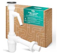 Millto Siphon Bouteille Pour Evier Une Cuve 6/4'' 40 mm Ensemble De Vidange Avec Raccord Appareil Cloche Antipoussiere Anti Odeur Entonnoir Plastique Tamis Metalique