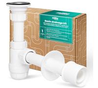 Millto Siphon Lavabo 5/4'' 32/50 mm Évacuation Garniture Complet Bouteille Plat Anti Odeur Raccord Eau Passoire Métal Plastique Valve Évacuation Universel