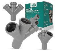 Millto™ Tuyau d'évacuation double dérivation 50x50x50x50 45° Gris Système d'évacuation Manchon Tuyau d'eaux usées Raccordement d'égout Pièce de raccordement pour canalisation d'eaux usées