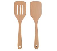Milltrip Spatule en Bois 2 Pièces, Beechwood Slotted Turner Set pour la Friture