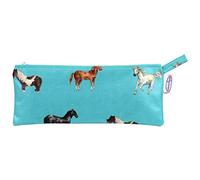 Milly Green Trousse à crayons motif cheval bleu sarcelle - Différentes races et disciplines