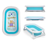 Milly Mally Baignoire pliable Aqua – Portable, détection de température, pieds antidérapants, Bleu