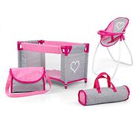 Milly Mally Ensemble d'accessoires pour poupée 3-en-1 Elsa Prestige Pink Rose