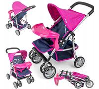 Milly Mally Kate Landau Poupées Pliable pour Les Filles à Partir de 3 Ans avec Canopy Roues en Mousse Sangles Prestige Navy