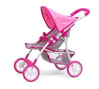 Milly Mally – Poussette de poupée Natalie – Pliable, avec capote, roues en mousse – Prestige Pink