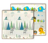 Milly Mally PLAY tapis en mousse pour jouer au sol pour les enfants double face 197 x 177 x 1 cm matériau XPE résistant à l'eau non toxique antiallergique antidérapante Deer T1