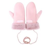 Millya UK Gants d'hiver chauds en daim unisexe avec poignets en peluche, rose, taille unique