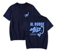 Milo J Merch Al Borde T-shirt décontracté à manches courtes et col rond, bleu marine, M