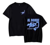 Milo J Merch Al Borde T-shirt décontracté à manches courtes et col rond, Noir , S