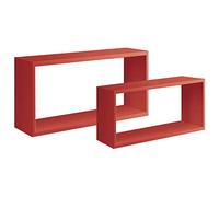 Milo srl Lot de 2 Cubes étagères Mural Armoire à Jour Cube Design Étagère Moderne bislungo Rouge