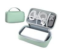 miloocul Étui de voyage pour chargeur portable résistant aux chocs pour Anker/Jackery/RAV/20 000/30 000 mAh - Étui électronique en cuir pour PowerCore (vert clair, simple couche, taille L)