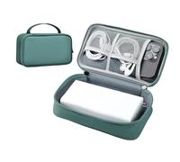 miloocul Étui de voyage pour chargeur portable résistant aux chocs pour Anker/Jackery/RAV/20 000/30 000 mAh - Étui électronique en cuir pour PowerCore (vert foncé, simple couche)