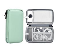 miloocul Étui de voyage pour chargeur portable résistant aux chocs pour Anker/Jackery/RAV/20 000/30 000 mAh - Étui électronique en cuir pour PowerCore (vert clair, simple couche, taille S)