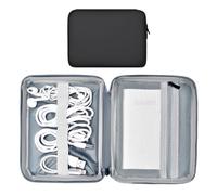 Miloocul Sac de rangement en cuir avec cordon en cuir, étui de voyage pour chargeur, accessoires électroniques (noir, une seule couche, petit)