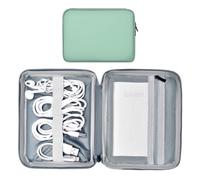Miloocul Sac de rangement en cuir - Étui de voyage portable pour chargeur et accessoires électroniques (vert clair, simple couche, taille S)