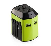 Milool Adaptateur Voyage Universel avec 2 USB Port Adaptateur Universelle pour UK/EU/US/AU Plus de 180 Pays Adaptateur Prise Tout-en-Un Forme de la Maison (Vert)