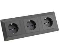MILOS 3 prises avec contact de protection - Multiprise encastrée - 3 prises avec protection anti-contact - Cadre anthracite
